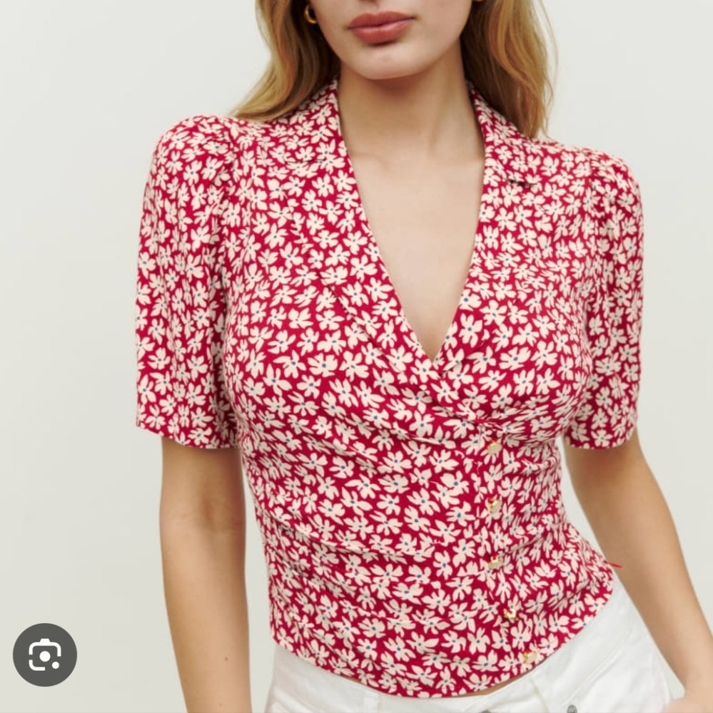 Reformation Celine Top Floral Blouse Sz 2